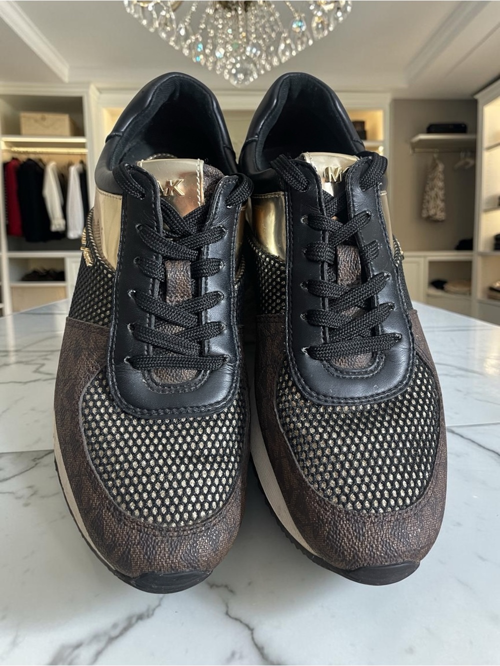 Michael Kors Men's Brown & Gold Lace-Up Sneakers